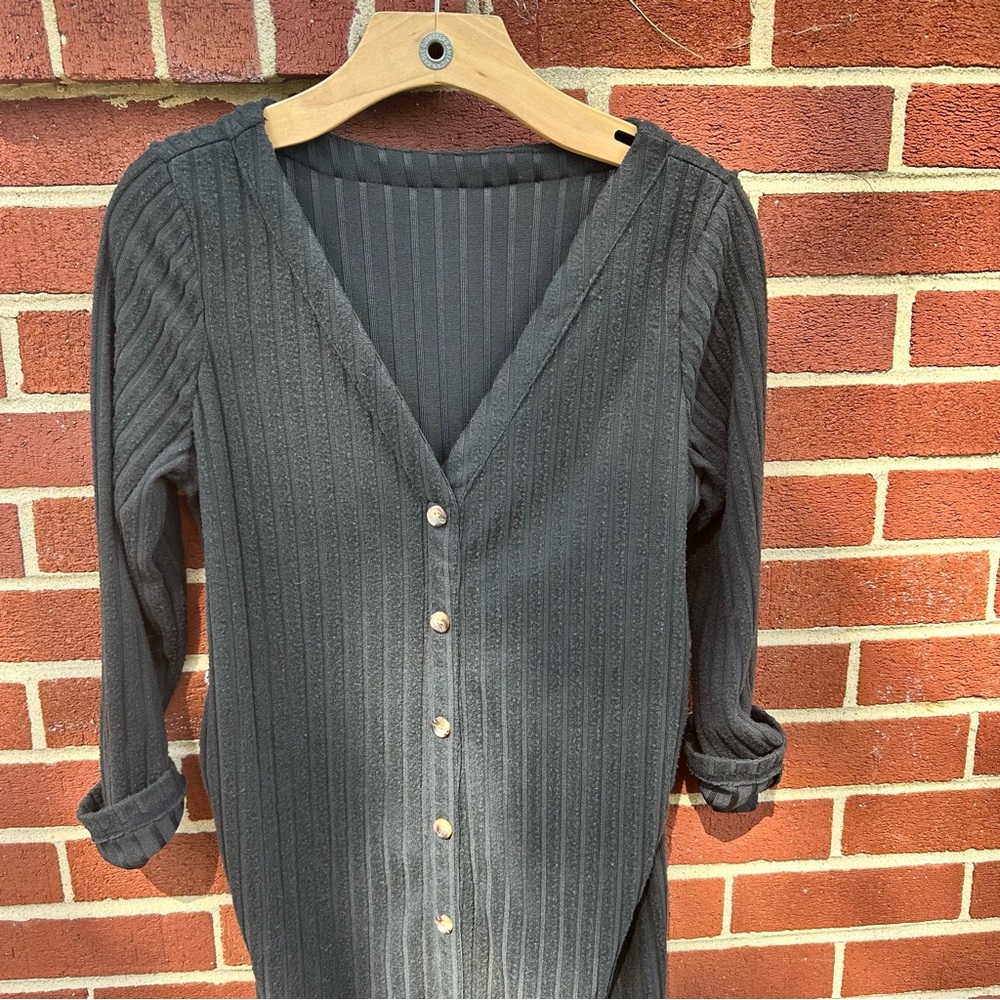 4/$20 Long Sleeve Button Up Ribbed Dress